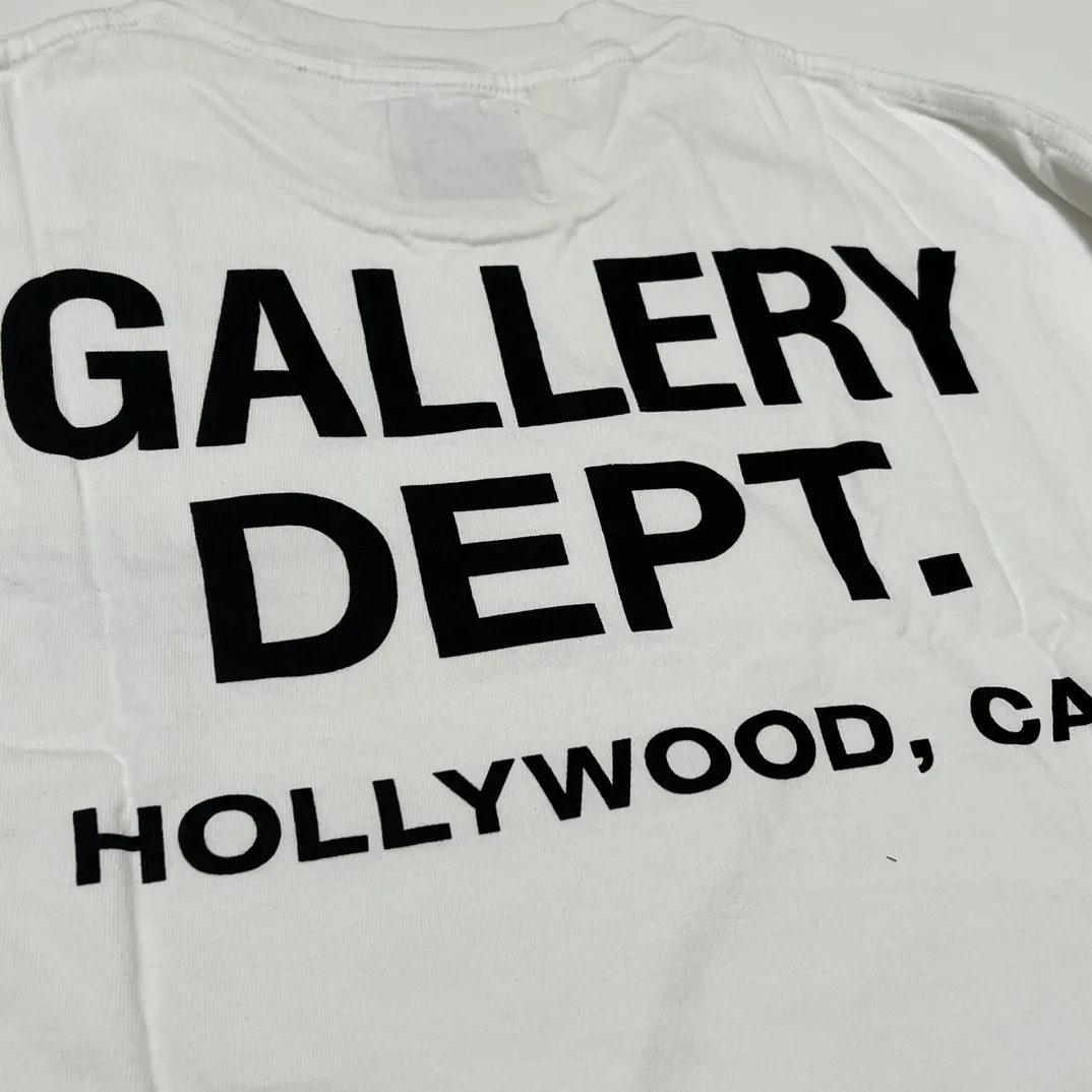 GALLERY DEPT. SOUVENIR L/S TEE English LOGO Basic Long Sleeve White S-XL Genuine Uniform Cylindrical No Side Seam Linen Cotton Fabric Garment Wash Preshrunk Correct Fit Correct Accessories